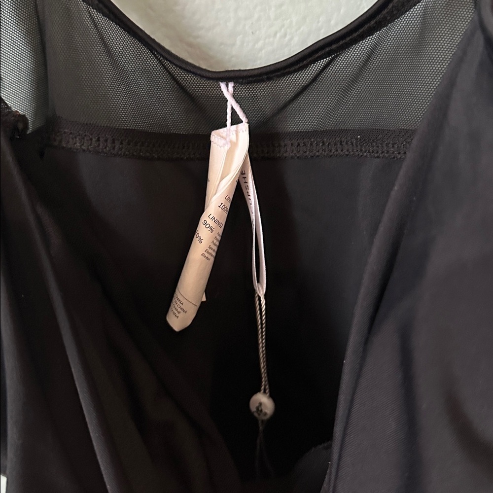 Cupshe Solid Mesh Wrap Front Cutout Black One Pie… - image 6